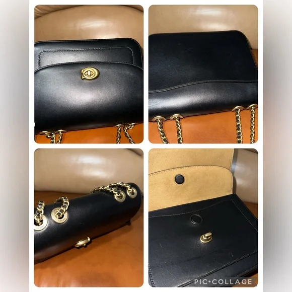 🔥🔥🔥Coach Black Leather Madison Shoulder Bag Crossbody Bag - Picture 6 of 14